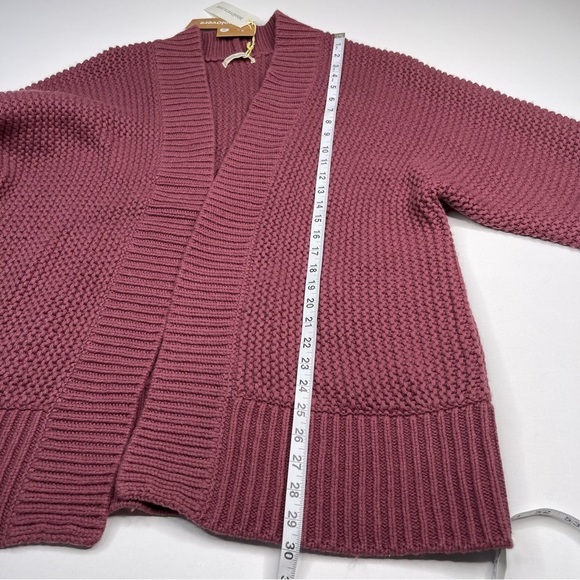 Woolovers Cardigan Sweater Chunky Edge to Edge Henna Mauve Fisherman Boho  New - Picture 8 of 13